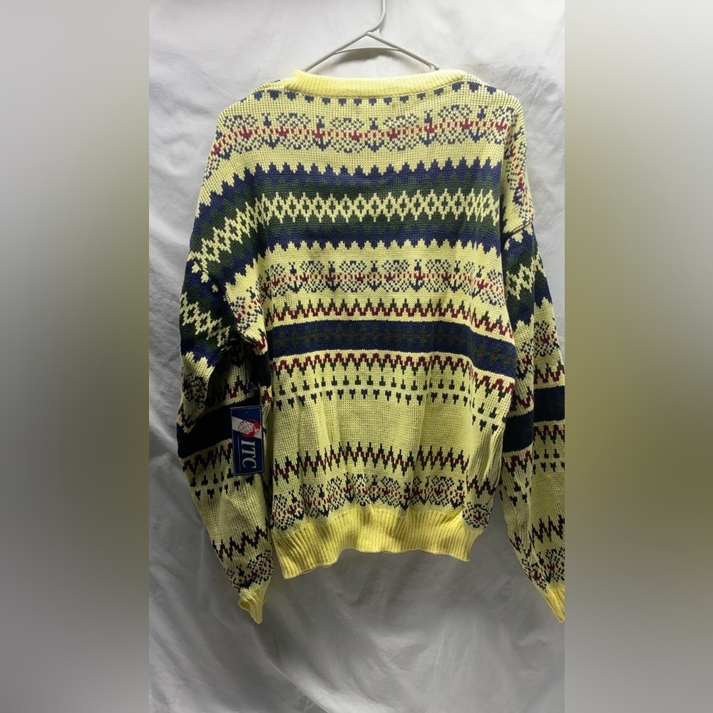 Vtg 90s ITC Grandpa Fair Isle Slouchy Sweater XXL NWT - Picture 3 of 5